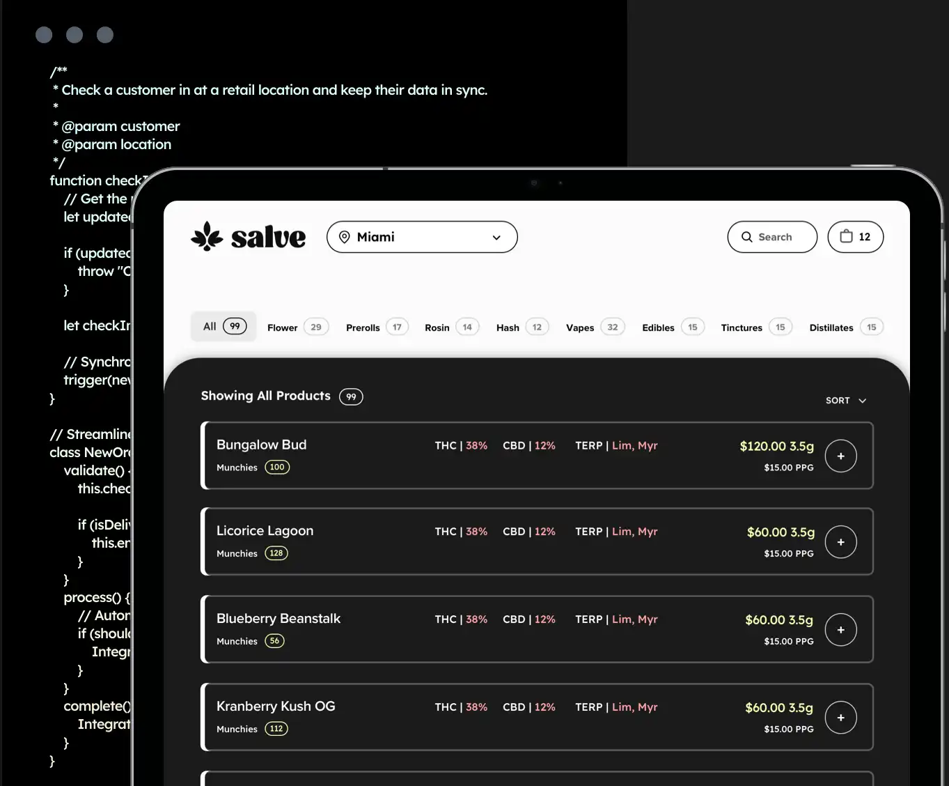 Mockup of Salve administration screen